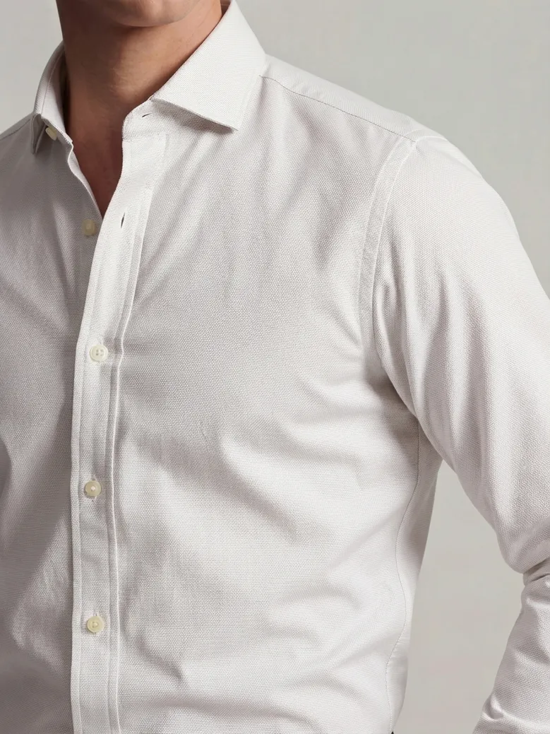 Camisa de popelina blanca lisa de fácil planchado