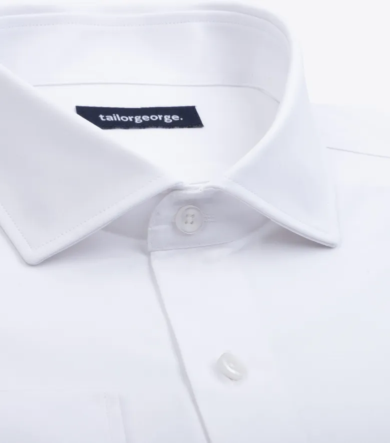 Camisa de popelina blanca lisa de fácil planchado