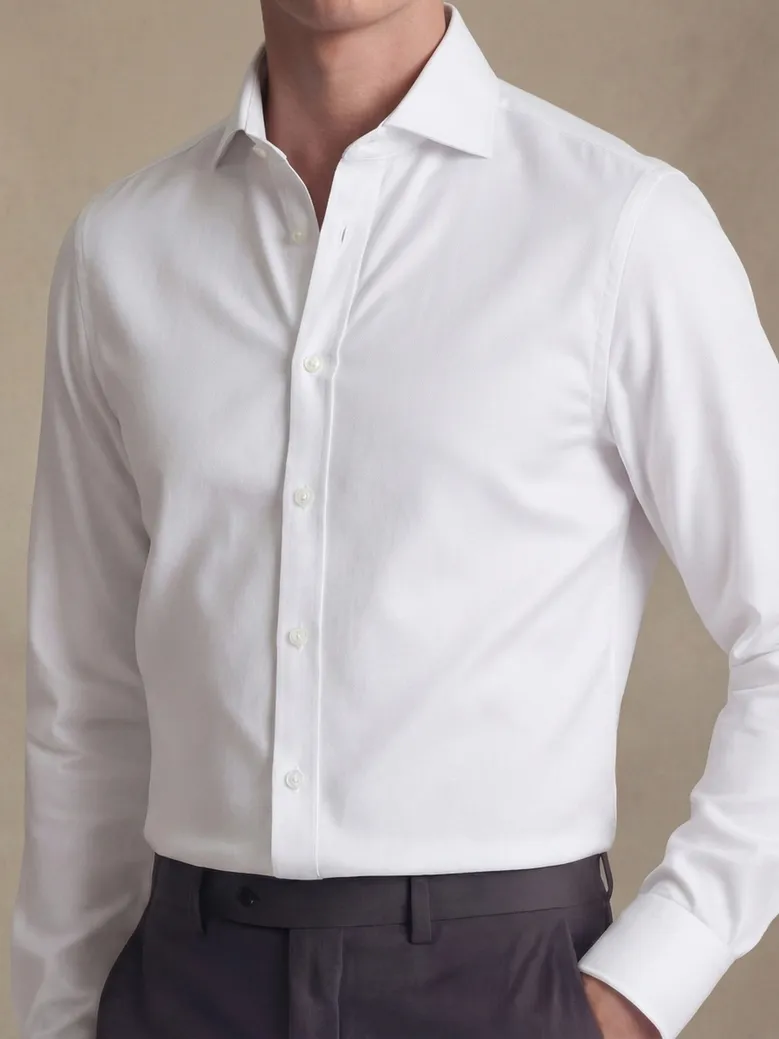Camisa de popelina blanca lisa de fácil planchado