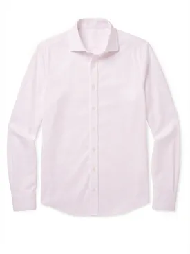 Camisa rosa pálido con detalles en punta, fácil de planchar