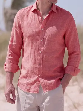 Camisa de lino lisa roja