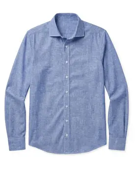 Camisa de lino azul cielo lisa
