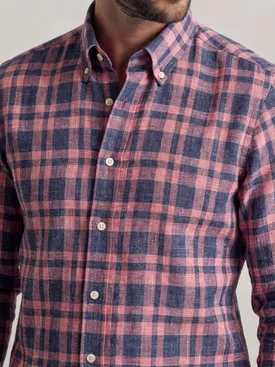 Camisa de lino a cuadros roja
