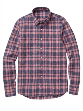 Camisa de lino a cuadros roja