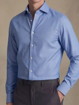Camisa de sarga lisa de color azul brillante