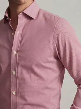 Camisa de sarga a cuadros rojos de fácil planchado