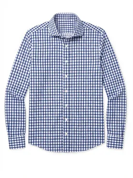 Camisa de sarga a cuadros azul marino