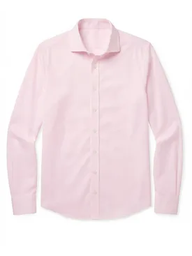 Camisa de popelina lisa rosa pálido de fácil planchado