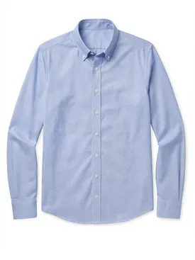 Camisa Oxford americana de peso pesado, lisa, azul claro