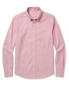 Camisa en Oxford americano grueso, lisa, color rosa caramelo