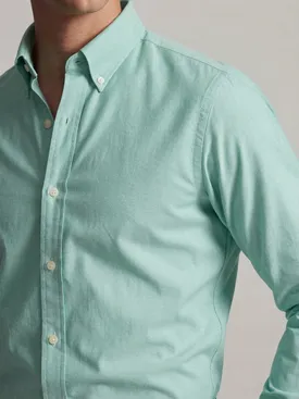 Camisa Oxford americana de peso pesado, color verde liso
