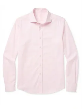 Camisa de popelina lisa rosa pálido de fácil planchado
