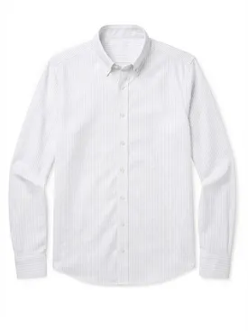 Camisa Oxford americana de peso pesado con rayas gris claro