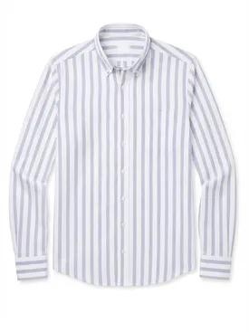 Camisa Oxford americana de peso pesado con rayas azules