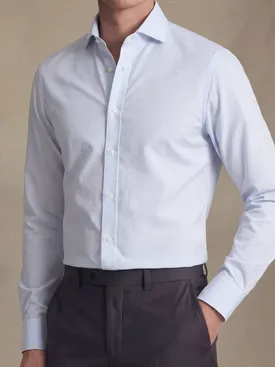 Camisa de popelina de cuadros pequeños azul cielo