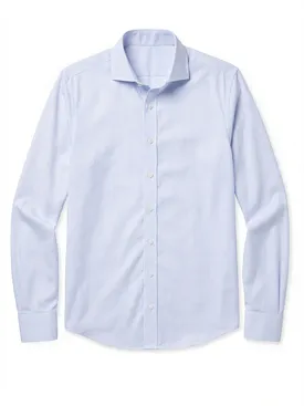 Camisa de popelina de cuadros pequeños azul cielo
