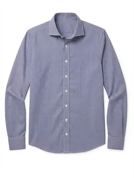 Camisa de sarga a cuadros azul marino