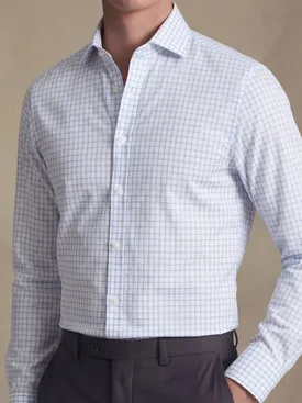 Camisa de popelina de cuadros finos azul cielo