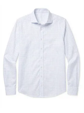 Camisa de popelina de cuadros finos azul cielo