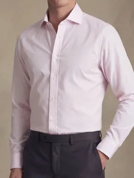 Camisa de popelina a cuadros rosa pálido de fácil planchado