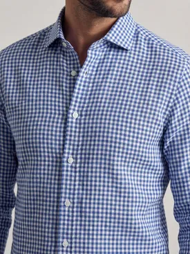 Camisa de lino a cuadros azules