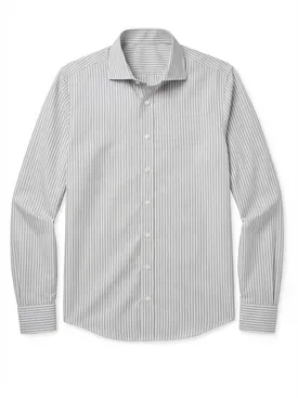 Camisa de popelina de rayas gris claro