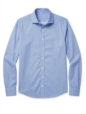 Camisa de popelina elástica estampada azul