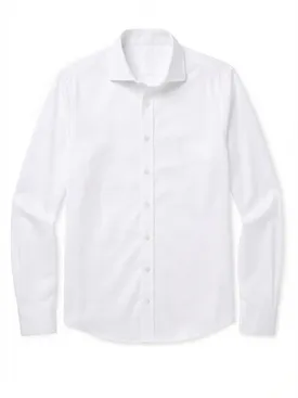 Camisa de sarga lisa de color blanco marfil de fácil planchado