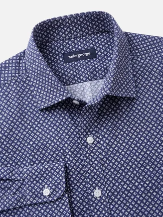 Camisa fil-à-fil estampada