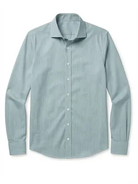 Camisa verde lisa de planchado fácil de punta a punta