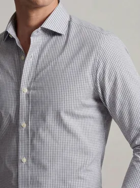 Camisa de popelina a cuadros grises de fácil planchado