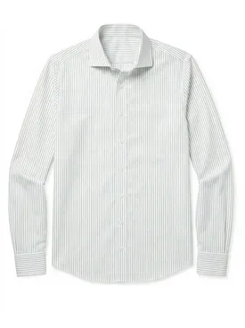 Camisa de popelina de rayas verdes de fácil planchado