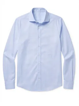 Camisa de sarga lisa azul cielo antiarrugas