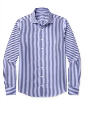 Camisa de popelina a rayas azul rey de fácil planchado