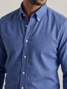 Camisa lisa de franela azul
