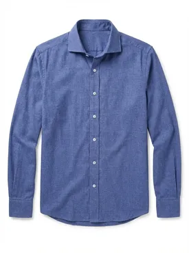 Camisa lisa de franela azul