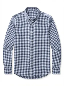 Camisa de franela con pequeños cuadros azules
