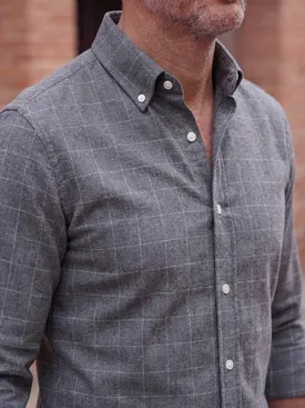 Camisa de franela con grandes cuadros grises