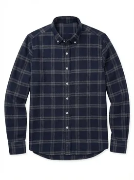 Camisa de franela gruesa de tartán azul y gris