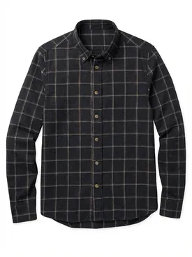 Camisa de franela gris oscuro a cuadros
